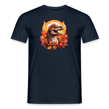 Autumn T-Rex in Sunset Autumn Foliage - Men's T-Shirt - navy - Front - AI Model Male 178 light (178cm)