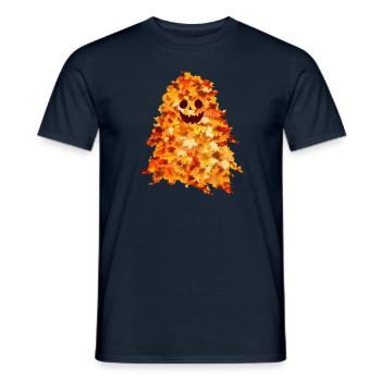 Autumnal ghost in the colorful forest of leaves - Men's T-Shirt - navy - Front - AI Model Male 178 light (178cm)