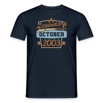 Year 2003 October - Men's T-Shirt - navy - Front - AI Model Male 178 light (178cm)