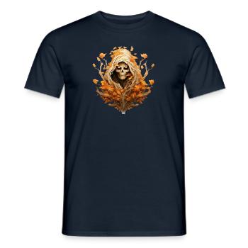Halloween-Herbst mit Schädelbaum und Sensenmann - Männer T-Shirt - Navy - Vorne - AI Model Male 178 light (178cm)