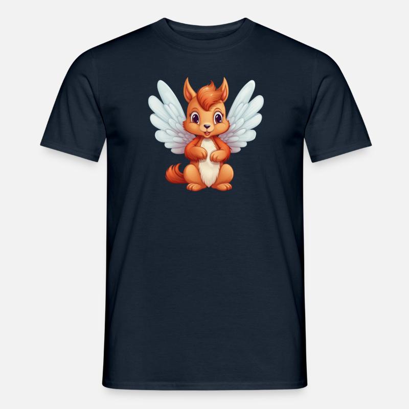 Süßes Eichhörnchen-Engel-Comic - Männer T-Shirt - Navy