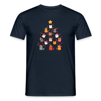 Katzen-Weihnachtsbaum: Festliche Tierliebe - Männer T-Shirt - Navy - Vorne - AI Model Male 178 light (178cm)