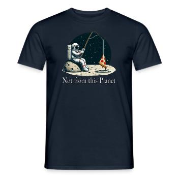 Astronaut Pizza Fishing in Space - Men's T-Shirt - navy - Front - AI Model Male 178 light (178cm)