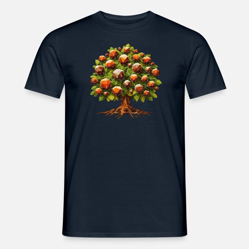 Ein Laubbaum Kastanie im Polygon Stil - Männer T-Shirt - Navy