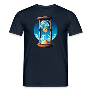 Hourglass Earth Africa Time Global Warming - Men's T-Shirt - navy - Front - AI Model Male 178 light (178cm)