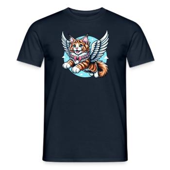 Maine Coon Cat Angel Flying - Men's T-Shirt - navy - Front - AI Model Male 178 light (178cm)