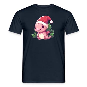 Christmas Axolotl Mistletoe - Men's T-Shirt - navy - Front - AI Model Male 178 light (178cm)