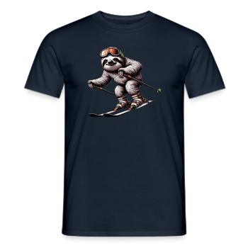 Sloth Skiing Winter Adventure - Men's T-Shirt - navy - Front - AI Model Male 178 light (178cm)