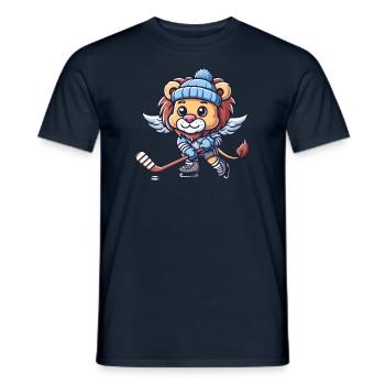 Cute Comic Lion Wings Ice Hockey - Men's T-Shirt - navy - Front - AI Model Male 178 light (178cm)