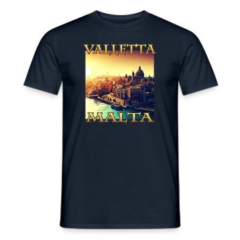 Coucher de soleil à La Valette : City Harbour à - T-shirt homme - marine - Devant - AI Model Male 178 light (178cm)