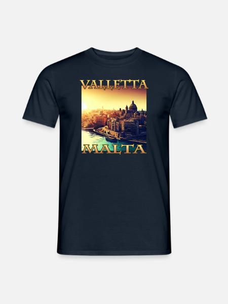 Sunset in Valletta: City Harbour in - Men's T-Shirt - navy