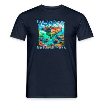 Parc national de Tortugas sèches en Floride – Style grunge - T-shirt homme - marine - Devant - AI Model Male 178 light (178cm)
