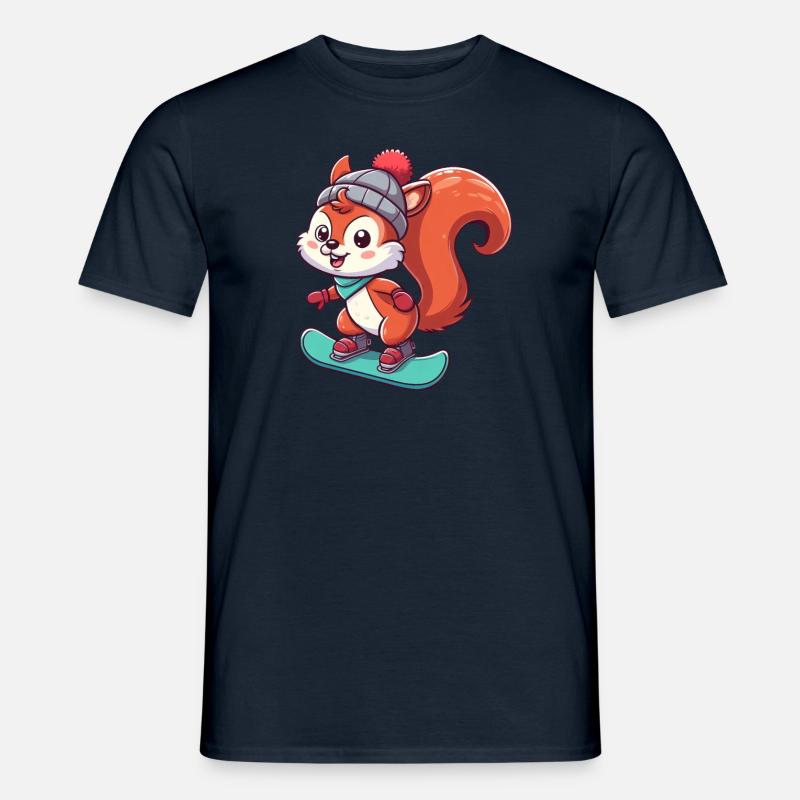 Winterabenteuer mit Eichhörnchen – Snowboard-Spaß - Männer T-Shirt - Navy