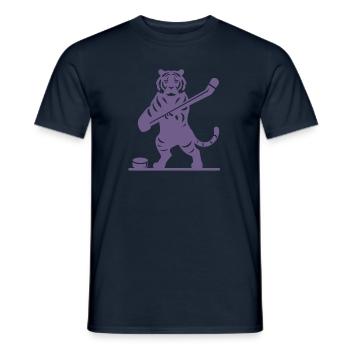 Tiger Eishockey Eishockeyspieler Silhouette - Männer T-Shirt - Navy - Vorne - AI Model Male 178 light (178cm)