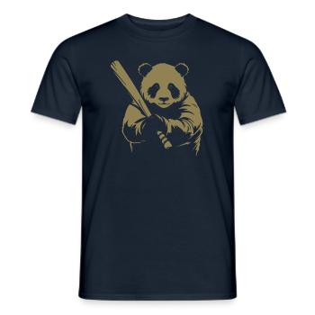 Minimalistische Panda Baseballspieler Silhouette - - Männer T-Shirt - Navy - Vorne - AI Model Male 178 light (178cm)