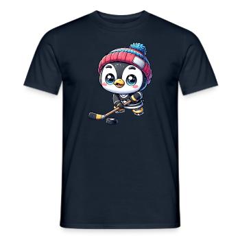 Joueur de hockey sur glace Penguin - La star sur la glace - T-shirt homme - marine - Devant - AI Model Male 178 light (178cm)