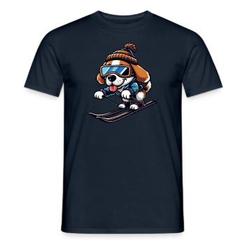 Winterurlaub mit Huhn beim Skifahren - Männer T-Shirt - Navy - Vorne - AI Model Male 178 light (178cm)