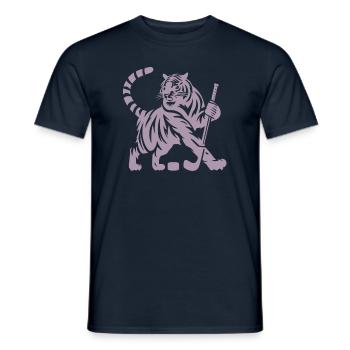 Silhouette minimaliste de joueur de hockey sur glace tigre - T-shirt homme - marine - Devant - AI Model Male 178 light (178cm)