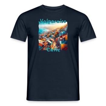 Valparaiso, Chile - Grunge-Stadt am Pazifik - Männer T-Shirt - Navy - Vorne - AI Model Male 178 light (178cm)