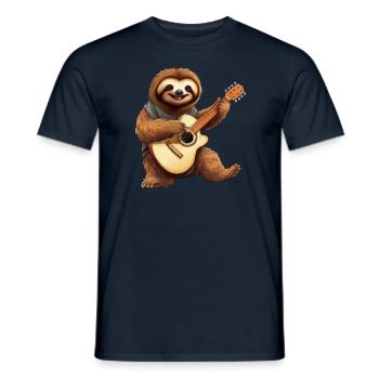 Chilliges Faultier mit Akustikgitarre - - Männer T-Shirt - Navy - Vorne - AI Model Male 178 light (178cm)