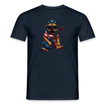Guitariste carlin à bascule avec drapeau américain - - T-shirt homme - marine - Devant - AI Model Male 178 light (178cm)
