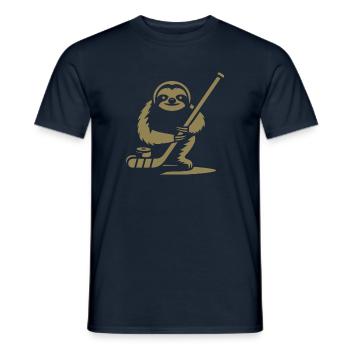 Faultier Eishockey Silhouette - Männer T-Shirt - Navy - Vorne - AI Model Male 178 light (178cm)