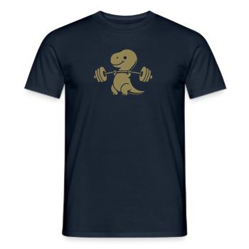 T-Rex with Dumbbell Workout - Men's T-Shirt - navy - Front - AI Model Male 178 light (178cm)