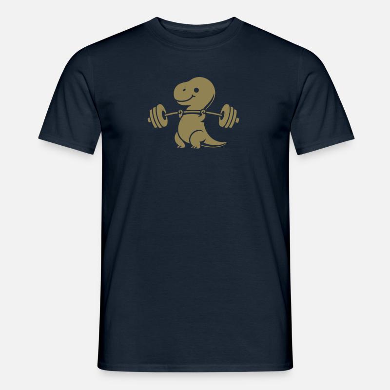 T-Rex mit Hantel Workout - Männer T-Shirt - Navy