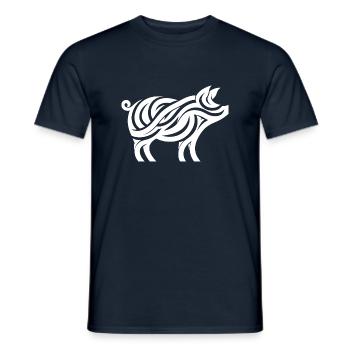 Minimalistisches Schwein Silhouette Tier Kunst - Männer T-Shirt - Navy - Vorne - AI Model Male 178 light (178cm)