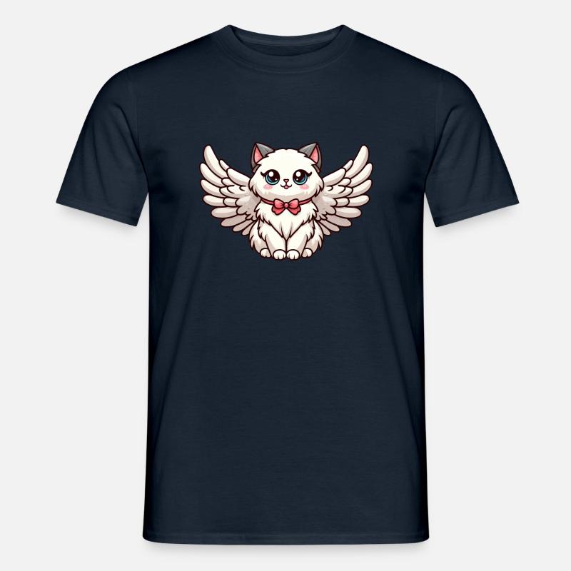 Niedliche Ragdoll-Katze im Comic-Stil mit - Männer T-Shirt - Navy