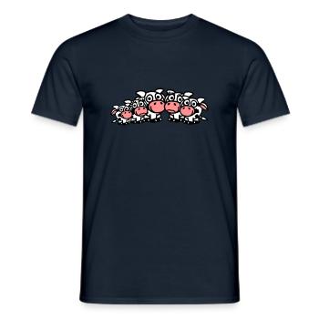 cow_family_with_girl_and_two_boys_3c - T-shirt homme - marine - Devant - AI Model Male 178 light (178cm)
