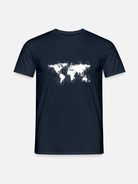 Weltkarte Welt Raster Digital - Männer T-Shirt - Navy