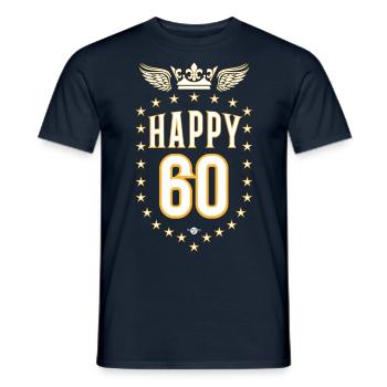 06 Happy 60 Crown Wings Star Birthday - Männer T-Shirt - Navy - Vorne - AI Model Male 178 light (178cm)