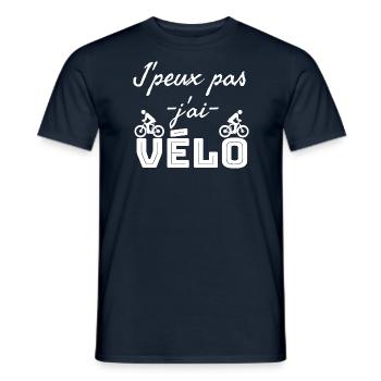 J'peux pas j'ai vélo. Humour pour cycliste. - T-shirt homme - marine - Devant - AI Model Male 178 light (178cm)
