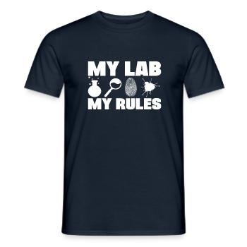 My Lab My Rules Forensic Analyst Crime Lab Gift - Men's T-Shirt - navy - Front - AI Model Male 178 light (178cm)