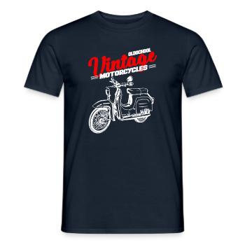 Cyclomoteur Schwalbe Mokick Cult 70s Oldschool - T-shirt homme - marine - Devant - AI Model Male 178 light (178cm)