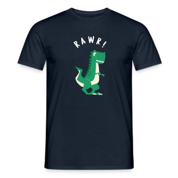 DINOSAUR RAWR! Green Large T-Rex Dinosau - Men's T-Shirt - navy - Front - AI Model Male 178 light (178cm)