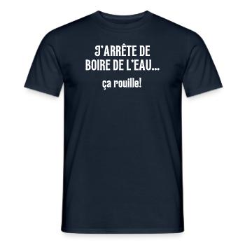 J'arrête de boire de l'eau ça rouille - T-shirt homme - marine - Devant - AI Model Male 178 light (178cm)