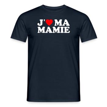 J'aime Ma Mamie Cadeau Grand-mère Coeur Rouge - T-shirt homme - marine - Devant - AI Model Male 178 light (178cm)