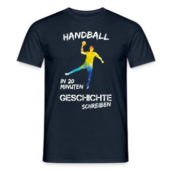 Handball in 20 Minuten Geschichte schreiben - Männer T-Shirt - Navy - Vorne - AI Model Male 178 light (178cm)