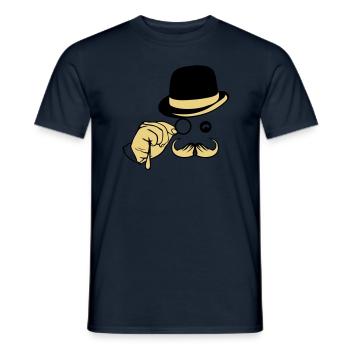 smiley chapeau monocle moustache melon - T-shirt homme - marine - Devant - AI Model Male 178 light (178cm)