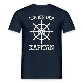 Kapitän Segeln Boot Segelschiff spruch Steuerrad - Männer T-Shirt - Navy - Vorne - AI Model Male 178 light (178cm)