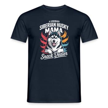 Siberian Husky Mama, Legendärer Snack-Dealer - Männer T-Shirt - Navy - Vorne - AI Model Male 178 light (178cm)