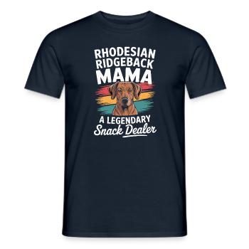 Rhodesian Ridgeback Mama, Legendärer Snack-Dealer - Männer T-Shirt - Navy - Vorne - AI Model Male 178 light (178cm)