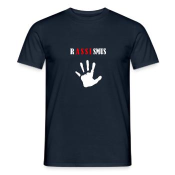 Rassismus - Stop - Assi - Stellungnahme - Geschenk - Männer T-Shirt - Navy - Vorne - AI Model Male 178 light (178cm)