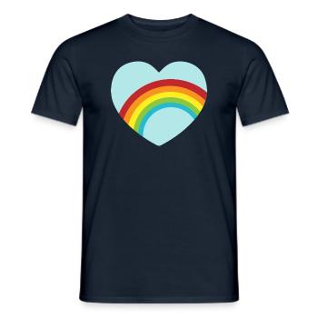 Coeur arc-en-ciel bleu clair - T-shirt homme - marine - Devant - AI Model Male 178 light (178cm)
