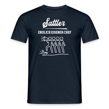 Sattler Endlich Eigener Chef Sattlerei Meister - Männer T-Shirt - Navy - Vorne - AI Model Male 178 light (178cm)