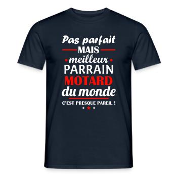 Meilleur parrain motard, cadeau noël,Moto,Motard - T-shirt homme - marine - Devant - AI Model Male 178 light (178cm)