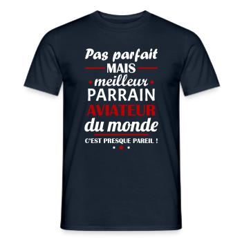 Pas parfait meilleur parrain aviateur, cadeau noël - T-shirt homme - marine - Devant - AI Model Male 178 light (178cm)