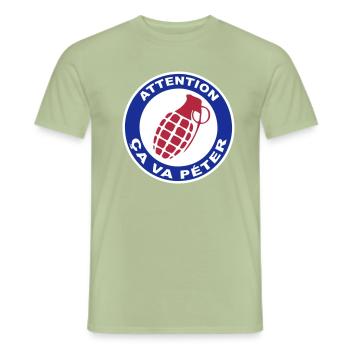 Careful it will blow - Men's T-Shirt - sage - Front - AI Model Male 178 light (178cm)